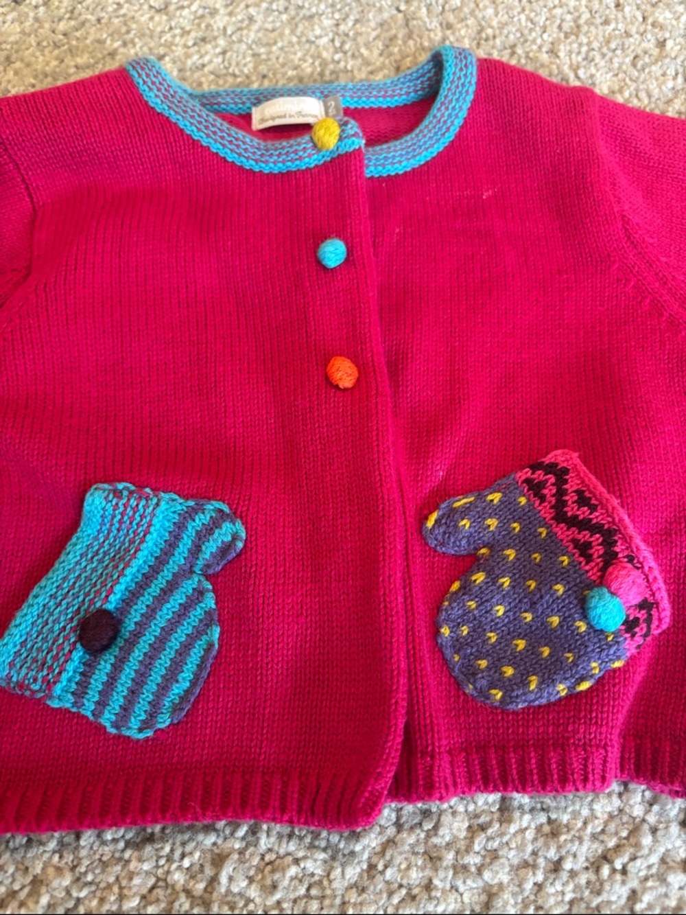 Catimini lot of 3 Girls Bright Pink Knit Cardigans with Playful Patch Details 2T - Picture 6 of 10